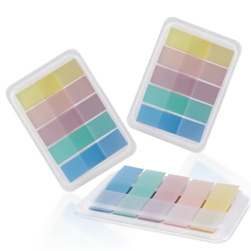 Golcellia Sticky Tabs, Soft Pastel Book Tabs for Notebooks, 300 Pcs - color: Yellow, Pale Purple, Pink, Mint Green, and Sky Blue