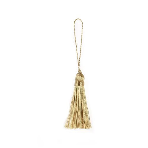 48Pcs Mini Bookmark Tassels Handmade Keychain Silky Tassel - color: 31# Light Gold
