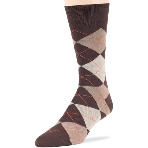 7BIGSTARS Men Cotton Patterned Crew Dress Socks 4-6 Pack, L 9-12 - color: Khaki, Dark Brown (A100)