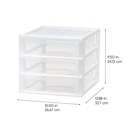 IRIS USA 3-Drawer Medium Stacking Desktop Organizer, White - color: White, style: Medium - 1 Pack