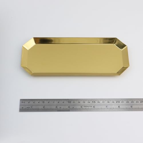 T Tulead Stainless Steel Decorative Tray Golden Serving Tray Oval Storage Platter 9"×3.74"