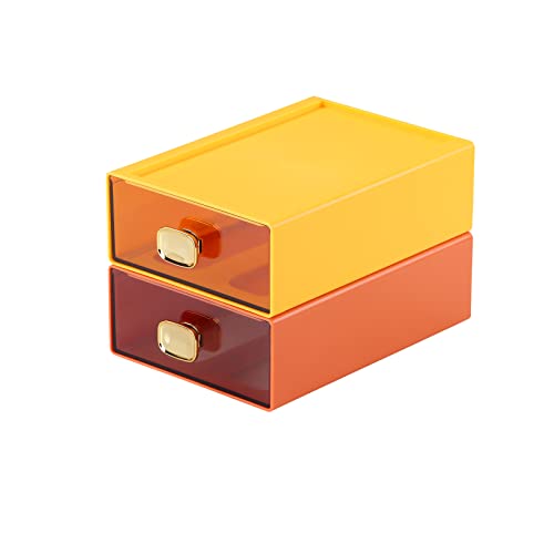 Desktop Storage Drawers, Stackable Countertop Organizer with Drawers - color: 2 Middle Drawers, OG & YE