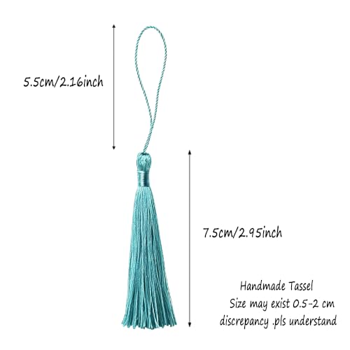 100Pcs 5 Inch Silky Bookmark Tassels for Jewelry, Souvenir (Green) - color: Green