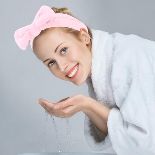 10 Pack Pink Valentine Soft Spa Headbands Bulk for Women Girls - color: Pink