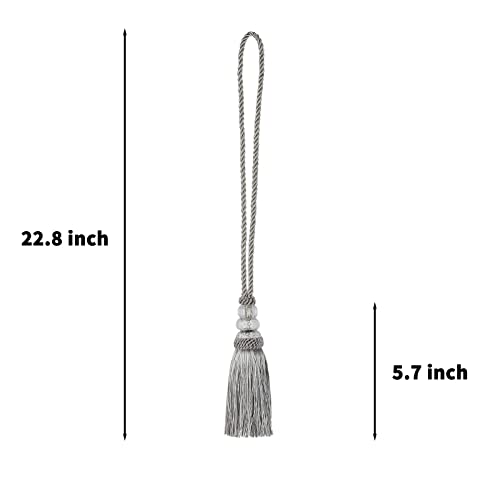 4 Pack Curtain Tiebacks with Tassel, Silver - color: Silver, size: 4