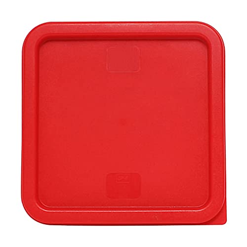 Tiger Chef 4 Pack Food Storage Container with Red Lid Commercial Grade in 8.0 Qt - Square, Clear, Polycarbonate - style: 8 Quart