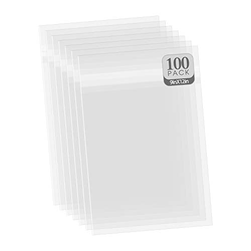 Golden State Art 9x12 Inch Crystal Sealed Clear Plastic Sleeves,100 Pack - size: 9 7/16 x 12 1/4