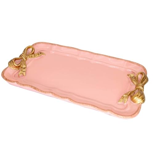 Warmtree Bow Jewelry Tray, Coquette Trinket Dish, Vanity Decor - color: Pink