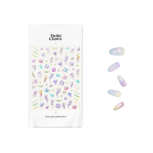 5D Embossed Under The Sea Stickers for Nail Art Jelly Fish Self-Adhesive Nail Art Decals for Women Nail Supplies Art Design Stickers (to5038) - style: to5038