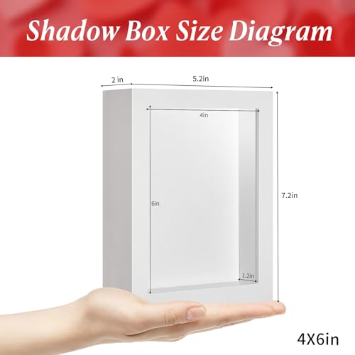 4x6 Small Shadow Box Picture Frame with Real Glass and Linen Back - color: White + Thickened Panel + Foam Packaging, size: 4x6