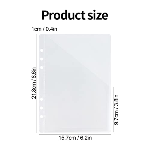 Koqye A5 6‑Hole Binder Pockets, Clear Plastic Loose‑Leaf Binder Folders