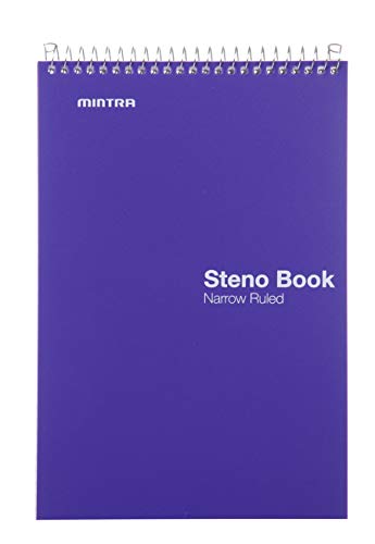 Mintra Office Steno Book - (BRIGHTS - Purp/Wht/Teal/Orange) - Poly Cover, 6in x 9in, 100 sheets, Narrow Ruled for Writing Notes for school, office, work, 6x9 steno notepad, top bound spiral notebook (8 PACK) - color: Poly Pastel Cover 8pk, size: Narrow Ru