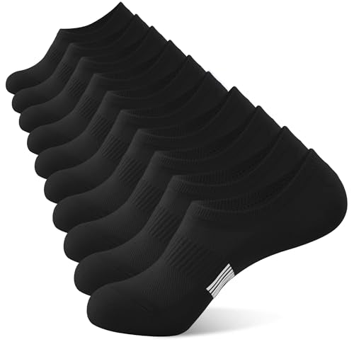 BUDERMMY No Show Socks Womens Low Cut Non Slip Athletic Cotton Invisible Women Sock 5 Pairs - color: Black, size: 9-11