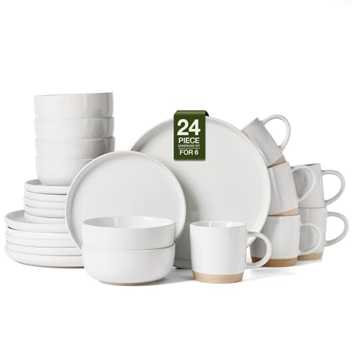 Famiware Milkyway 24-Piece Dinnerware Set with Mugs, White - color: White, size: Service for 6 (Include Mugs)