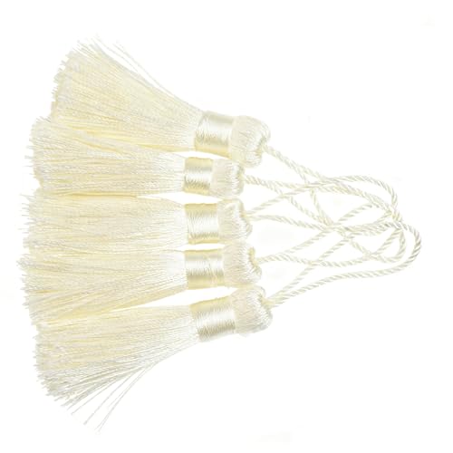 20Pcs 4.3 Inch Silky Mini Craft Tassels for Earrings, Souvenir(Cream) - color: Cream