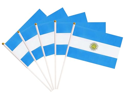 tibijoy 50 Pack Argentina Argentine Flags, Mini Hand Held Country Flags, Party Decorations Supplies for Parades, International Festival - color: Argentina