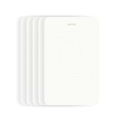 Small Dotted Notepads for Work, Gold Foil, 6.3 x 3.9 in, 5 Pack, 375 Sheets