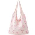 hatisan Crochet Bag for Women, Handmade Knit Beach Tote Bag Summer - color: Pink Bows