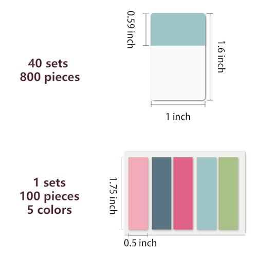 ELII 900 PCS 1 Inch Sticky Index Tabs Book Tabs,Writable Repositionable - color: Classic