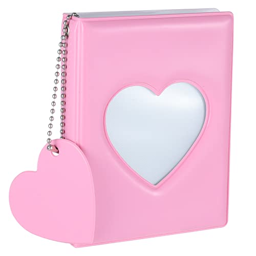 FRIUSATE 3 Inch Kpop Photocard Holder Book Love Heart Pendant Pink - color: Pink