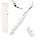 Craft Tweezers, Precision Tweezer with Leather Pouch for Stickers - color: Silver