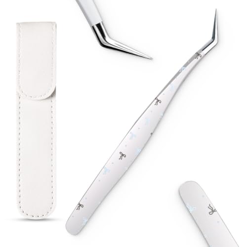Craft Tweezers, Precision Tweezer with Leather Pouch for Stickers - color: Silver