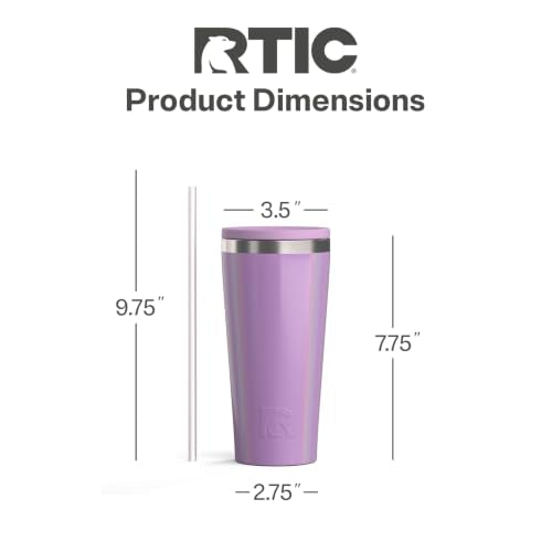 RTIC 20oz Everyday Tumbler, Insulated, Ceramic Lined, Lavender Glitter - color: Lavender Glitter, size: 20 Ounces