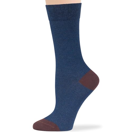7BIGSTARS Women Cotton Crew Socks, Patterned 4 Pack, M 5-9 - L 8-12 - color: 13 - Light Navy, Olive Green (A34), size: 8-12