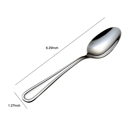 Teaspoons Set, Stainless Steel 18/0 Tea Spoon 12pcs, 6.29 Inches For Home, Kitchen Restaurant, Slilver (Pack of 2) - size: 12pcs-round (Pack of 2)