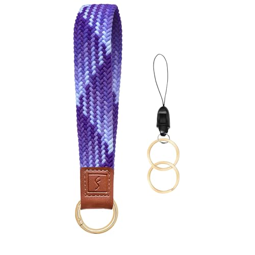 Fishent Stretchy Key Chain, Cute Keychain Wristlet, Upgraded Woven Wrist Lanyard for Keys, Key Chains for Women Men Car Keys ID Badges Card Wallet Phone, Gradient Purple - color: Gradient Purple
