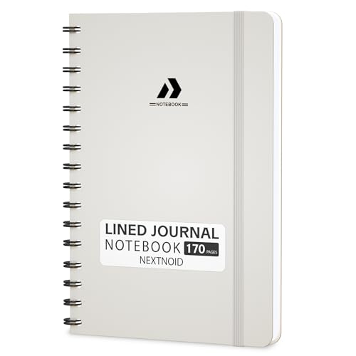 Nextnoid A5 Lined Spiral Notebook - 170 Pages, College Ruled, Beige - color: d-Beige
