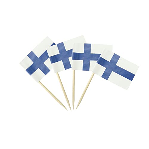 mflagperft Finland Toothpick Flags 100 Pack, Finnish Flag Cocktail Picks - color: Finland