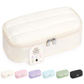 Sooez Cute Pencil Case, Soft Puffers Pencil Pouch, Large Pen Pencil Bag - color: Beige