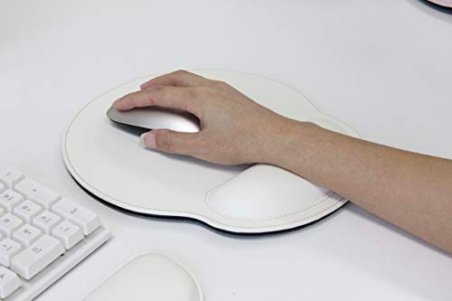 RICHEN Ergonomic PU Leather Keyboard Wrist Rest and Mouse Pad with Wrist Support, Memory Foam Set for Office and Gaming, Comfortable & Lightweight for Easy Typing & Pain Relief (White) - color: White