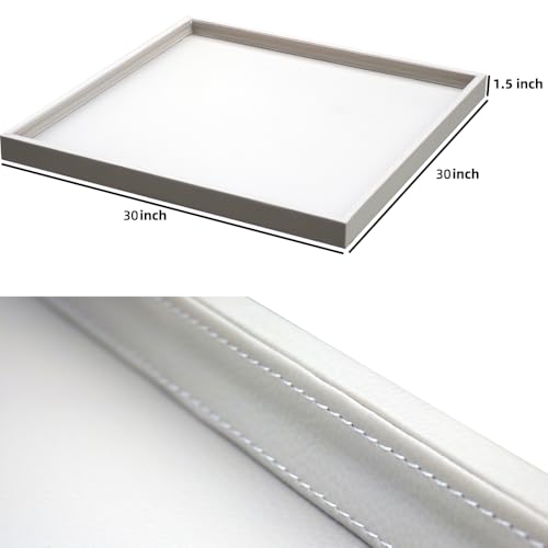 30 * 30 Inch Rectangular Ottoman Tray | Textured PU Leather, Waterproof & Heat-Resistant Storage for Coffee/Dining Tables, Sofa, Bed, Entertainment & Party (Tranquil Beige, 30 * 30in) - color: Tranquil Beige, size: 30" x 30" x 1.5"