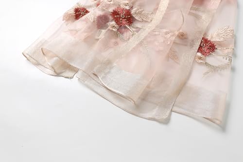 Jeelow Long Silk Blend Embroidered Floral Shawl Scarf Wrap for Women - color: Pink Embroidery