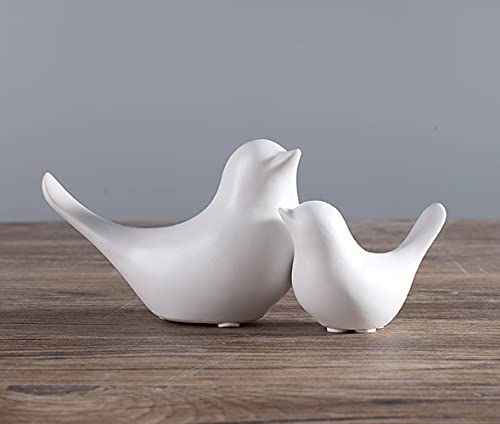 Small Animal Birds Statues Home Decor Modern Style White Decorative Ornaments for Living Room, Bedroom,Cabinets, Office Desktop (2 Pack) - color: White