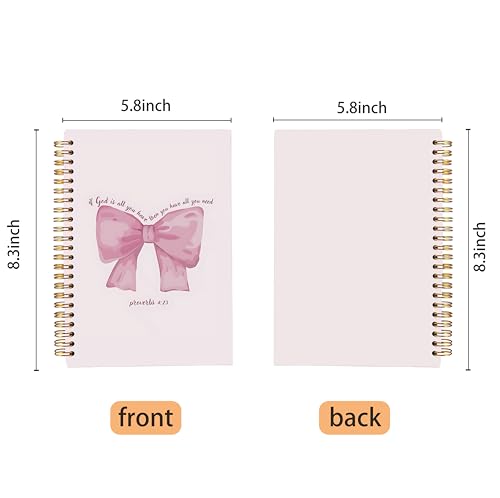 Christian Notebook Journal, Pink Bow Coquette Journal Notebook, Bible Journaling Notebook, Preppy Notebook, Pink Girly Notebook, Pink Office Supplies, Spiral Notebook 5.5x8.3 Inch - color: 31-notebook
