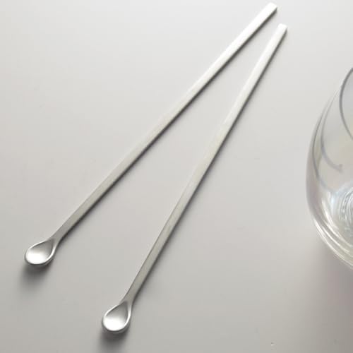 Ouliget Korean Espresso Coffee Stirring Spoon,Stainless Steel Long Handle Mixing Stirrers Spoon,Cocktail Spoon Mixing Iced Tea Spoons for Kitchen Coffee Bar,8 Inches,2 Pieces