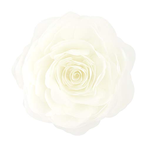 JWH Stereo Flower Throw Pillow Covers Aesthetic Decorative Floral Accent Pillow Cases Round Cushion Handmade Pillowcase for Bedroom Bed Couch Chair Car 12 Inch Creamy White - color: Creamy White, size: 12" x 12" (Pack of 1)