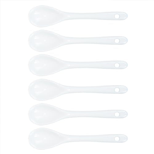White 6 pcs Porcelain Egg Spoons Ceramic Spoons 4.7 inch Coffee Dessert Yogurt Tea Milky Tea - style: White
