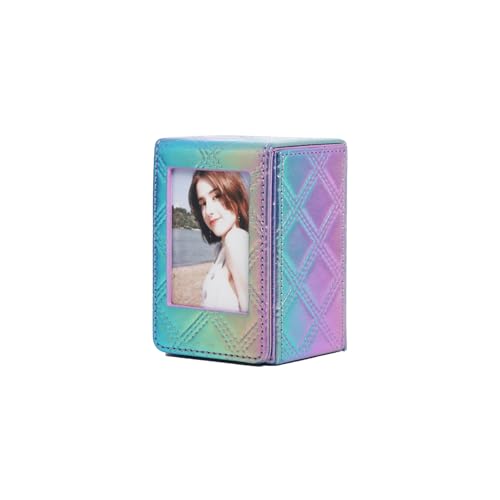 2 x 3 Mini Photo Storage Box for Polaroid Fujifilm Instax Mini 13 12 11 9 8 EVO Instant Film, Picture Frame and Containers, PU Leather. (Blue Purple) - color: Blue Purple