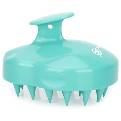 FREATECH Massager Shampoo Brush with Soft Silicone Bristles for Scalp Care, Shower Hair Scalp Scrubber Exfoliator for Dandruff Removal and Hair Growth, Wet & Dry for Men, Women and Kids, Green - color: Green