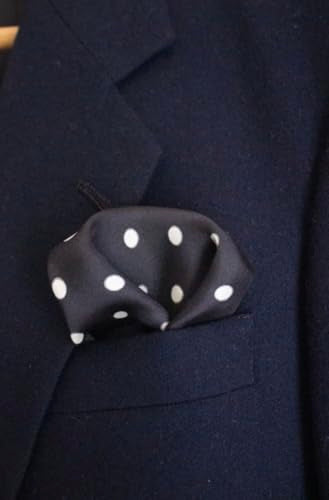 Royal Silk Polka Dot Pocket Square - 17" Handkerchief - 12mm Silk Twill - 100% Silk - color: Black