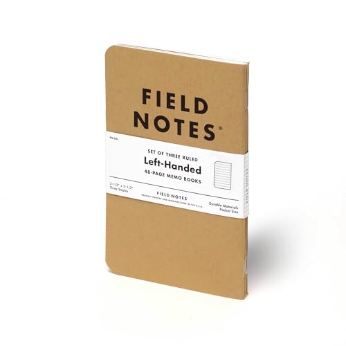 Field Notes: Original Kraft 3-Pack - Left-Handed - Ruled Paper Memo Books - Lined 48 Page Pocket Notebooks - 3.5" x 5.5" - color: Left-handed Ruled Paper