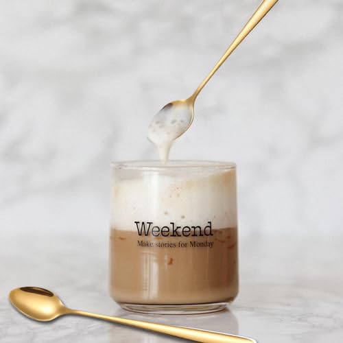 Long Handle Iced Tea Spoon,7.8-Inch Gold Coffee Spoon,Ice Cream Spoon, Stainless Steel TeaSpoons,Cocktail Stirring Spoon,Set of 6 - color: B-Gold Set of 6