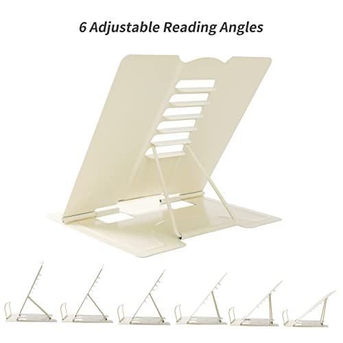 Metal Book Stand Adjustable Book Holder for Reading - color: Full Beige