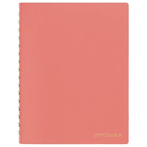 Maruman Septcouleur Spiral Notebook, 200 Pages, A6 3mm Grid, Coral Pink - color: Spicy Coral Pink, size: 5.98" x 4.57"
