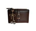 Small Wallet for Women PU Leather Trifold Card Holder with Coin Pocket & Cute Cherry Keychain (Coffee) (Coffee)