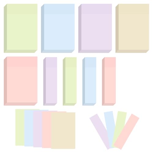 BAYTORY 6 Pads Pastel Sticky Notes, Small Self-Stick Note (3x2 & 3x0.7 in) - size: 3x2 & 3x0.7 Inch